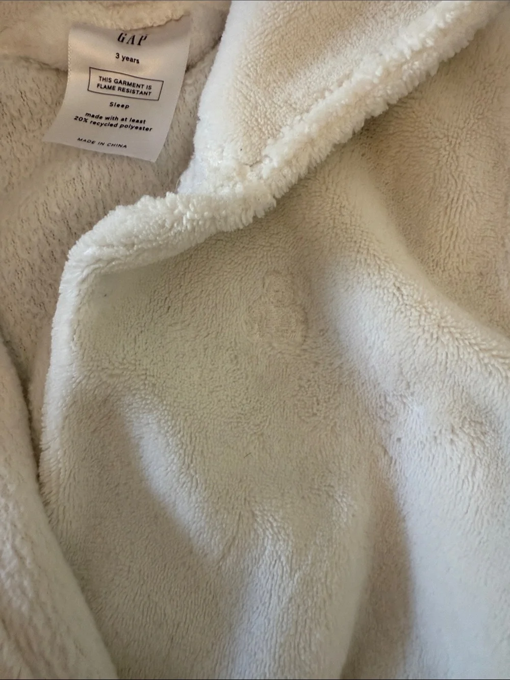 Baby Gap Gender Neutral Plush Hooded Bath Robe in Cream